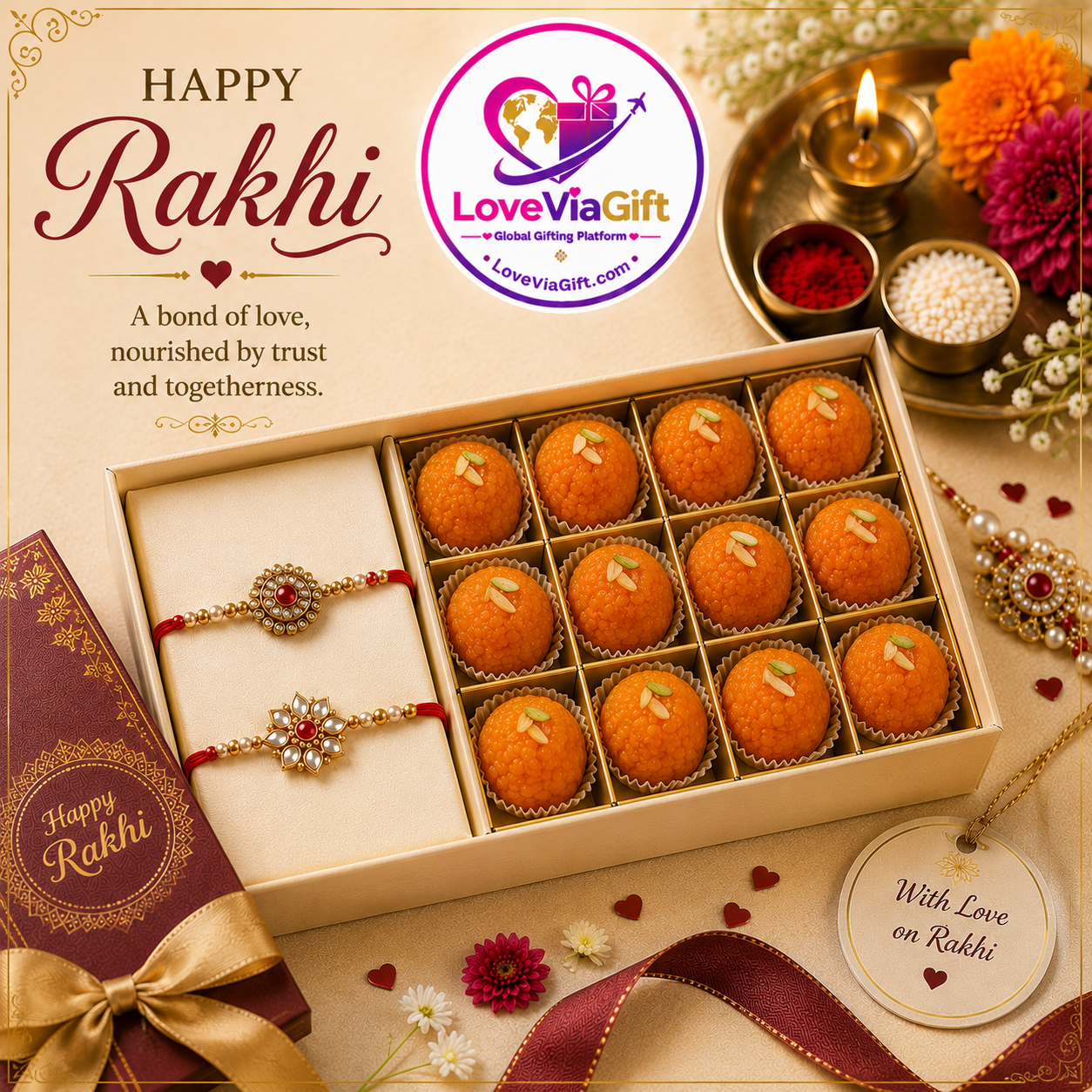 Rakhi With Mothichoor Laddu