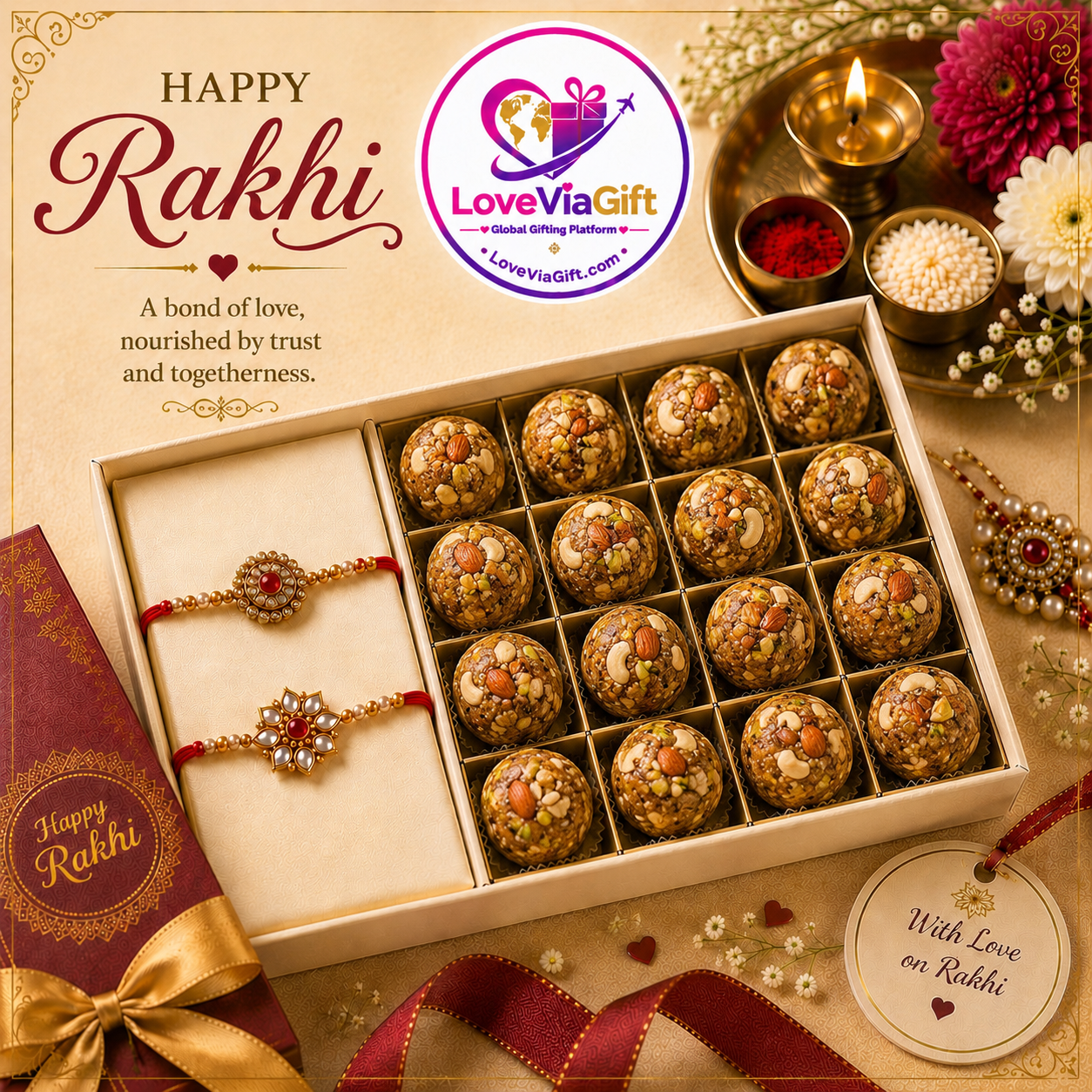 Rakhi With DryFruit Ladoo
