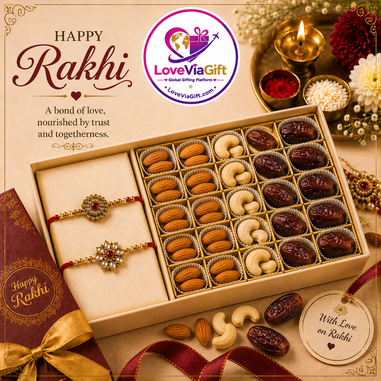 Rakhi with almonds, cashew & Dates