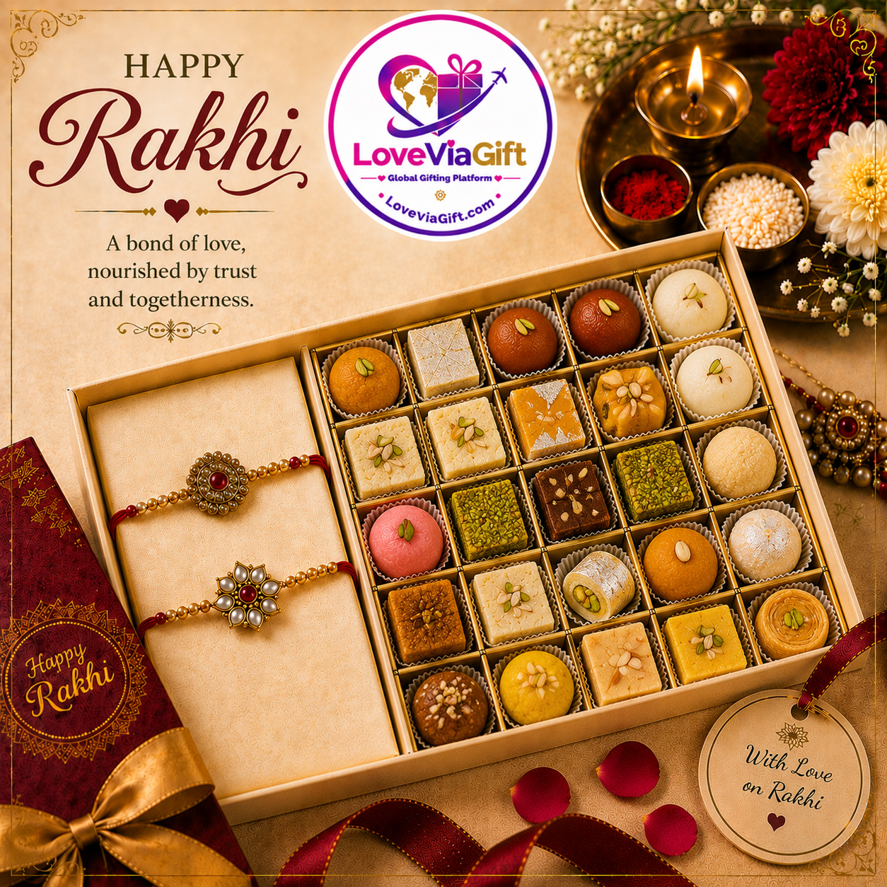 Rakhi With Mixed Sweets